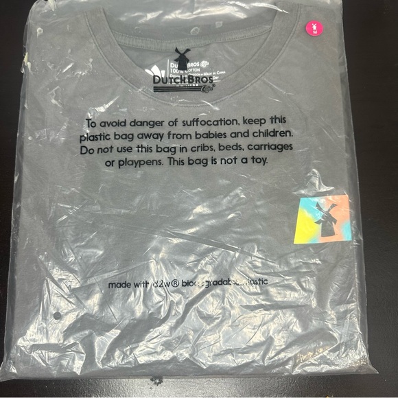 Dutch Bros NWT BRAND NEW IN BAG Gray w/Neon DRINK ONE FOR DANE WOMEN’S MEDIUM DB - Picture 5 of 9